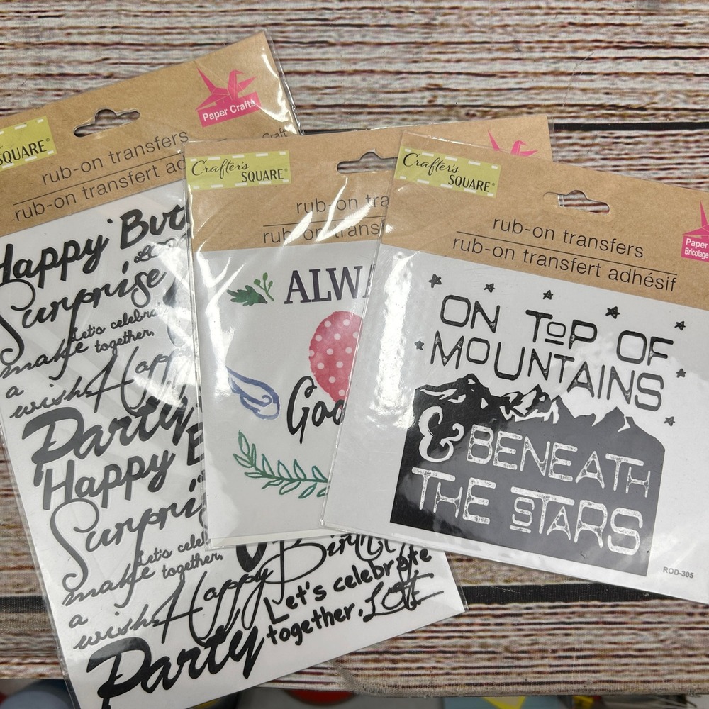 Crafter's Square Rub-On Transfers 3 Pack Mountain Heart Sentiments